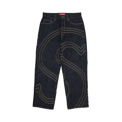 Pre-owned Supreme S Logo Rigid Baggy Jean 'rigid Indigo' | Blue | Men's Size 32