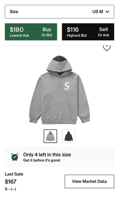 Pre-owned Supreme S Logo Split Hooded Sweatshirt In Grey