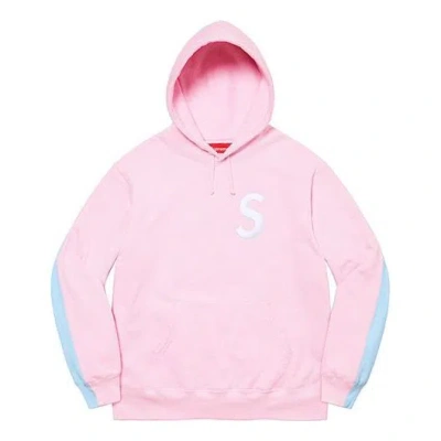 Supreme S Logo Split Hooded Sweatshirt 'pink Blue'