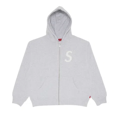 Pre-owned Supreme S Logo Zip Up Hooded Sweatshirt 'ash Grey'