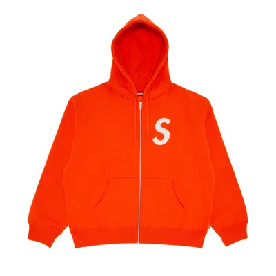 Pre-owned Supreme S Logo Zip Up Hooded Sweatshirt 'bright Orange'