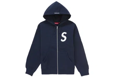 Pre-owned Supreme S Logo Zip Up Hooded Sweatshirt (fw24) Navy