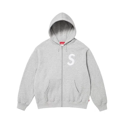 Pre-owned Supreme S Logo Zip Up Hooded Sweatshirt 'heather Grey' | Men's Size M In Gray