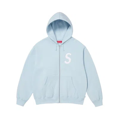Pre-owned Supreme S Logo Zip Up Hooded Sweatshirt 'light Blue' | Men's Size Xl