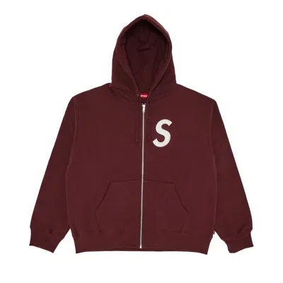 Pre-owned Supreme S Logo Zip Up Hooded Sweatshirt 'maroon' In Red