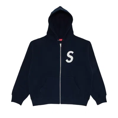 Pre-owned Supreme S Logo Zip Up Hooded Sweatshirt 'navy' In Blue