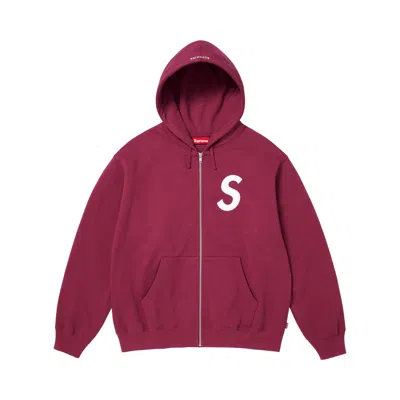 Pre-owned Supreme S Logo Zip Up Hooded Sweatshirt 'raspberry' | Red | Men's Size Xl