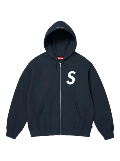 Supreme S Logo Zip-up Hoodie In Blue