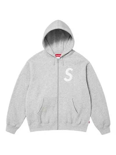 Supreme S Logo Zip-up Hoodie In Gray