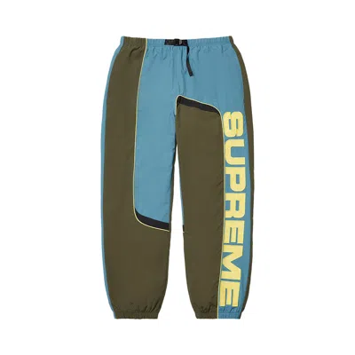 Pre-owned Supreme S Paneled Belted Track Pant 'olive' In Green