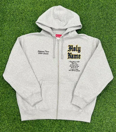 Pre-owned Supreme Salvation Zip-up Hooded Sweatshirt In Grey