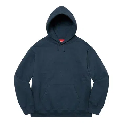 Supreme Satin Appliqu Hooded Sweatshirt 'navy White' In Blue