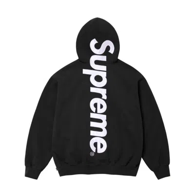 Pre-owned Supreme Satin Appliqué Hooded Sweatshirt In Black