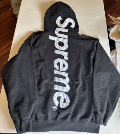 Pre-owned Supreme Satin Appliqué Hooded Sweatshirt Black