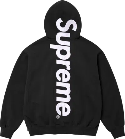 Pre-owned Supreme Satin Applique Hooded Sweatshirt Black (size Medium, Large, Xl)
