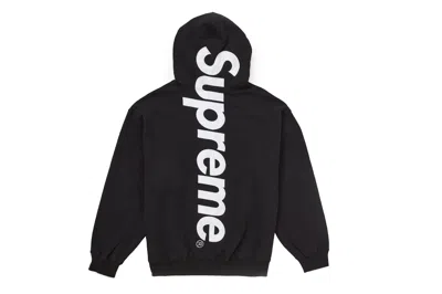 Pre-owned Supreme Satin Applique Hooded Sweatshirt Fw24 Black