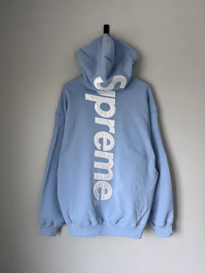 Pre-owned Supreme Satin Applique Hooded Sweatshirt In Light Blue