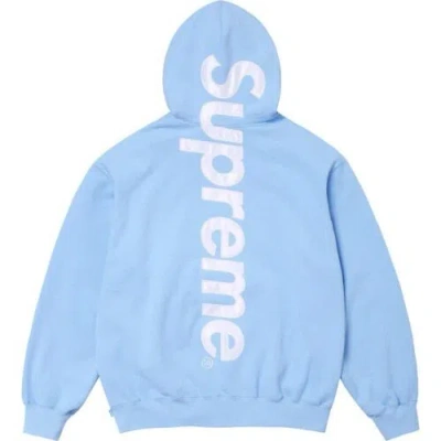 Pre-owned Supreme Satin Applique Hooded Sweatshirt Light Blue Size Xl