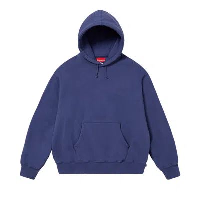 Pre-owned Supreme Satin Appliqué Hooded Sweatshirt 'navy' In Blue