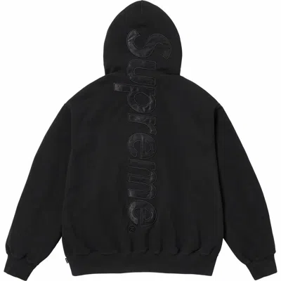 Pre-owned Supreme Satin Appliqué Hoodie In Black