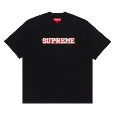 Pre-owned Supreme Satin Appliqué Short-sleeve Top 'black' | Men's Size M