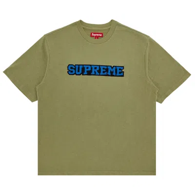 Pre-owned Supreme Satin Appliqué Short-sleeve Top 'light Olive' | Green | Men's Size M