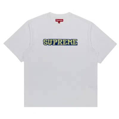 Pre-owned Supreme Satin Appliqué Short-sleeve Top 'white' | Men's Size L