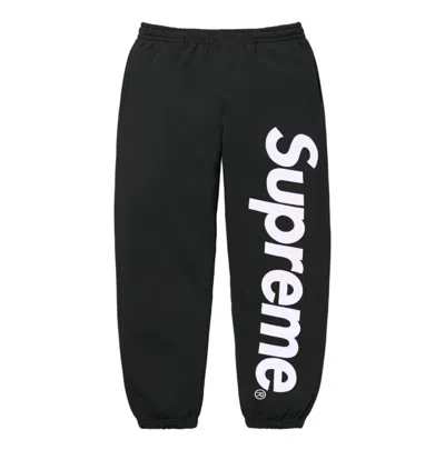 Pre-owned Supreme Satin Applique Sweatpant Black Xl In Hand
