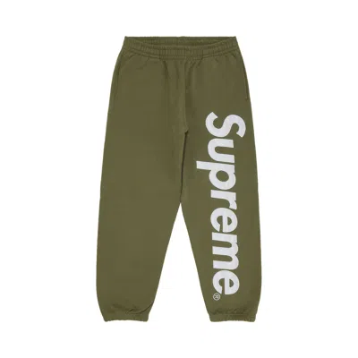 Pre-owned Supreme Satin Appliqué Sweatpant 'light Olive' In Green