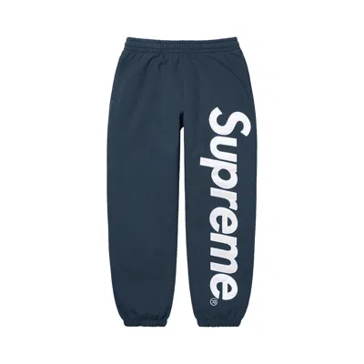 Pre-owned Supreme Satin Appliqué Sweatpant 'navy' In Blue