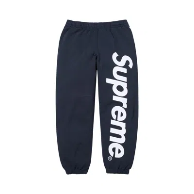 Pre-owned Supreme Satin Appliqué Sweatpant 'navy' | Blue | Men's Size L