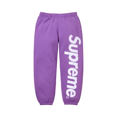 Pre-owned Supreme Satin Appliqué Sweatpant 'violet' | Purple | Men's Size L