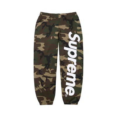 Pre-owned Supreme Satin Appliqué Sweatpant 'woodland Camo' | Green | Men's Size L
