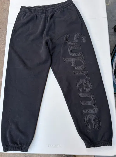Pre-owned Supreme Satin Appliqué Sweatpants Black