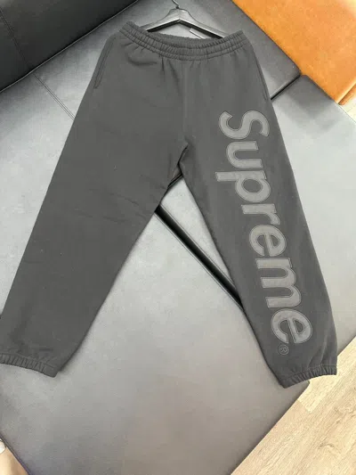 Pre-owned Supreme Satin Appliqué Sweatpants In Black