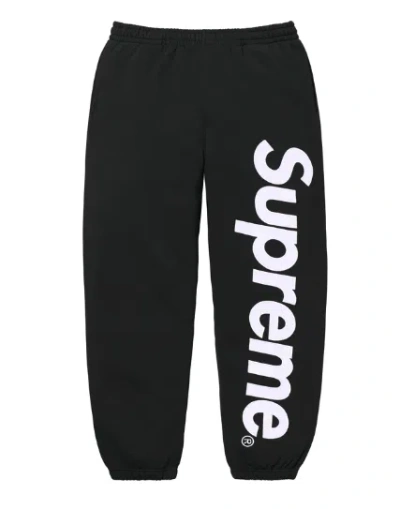 Pre-owned Supreme Satin Applique Sweatpants (fw24) Black Medium