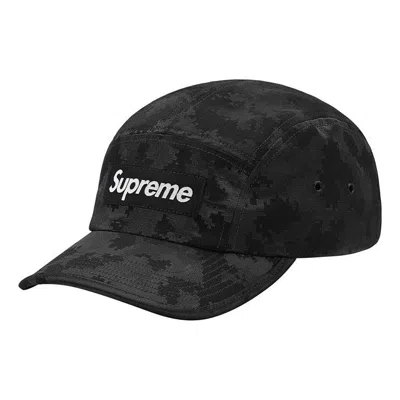 Supreme Satin Digi Camo Camp Cap 'black Grey White' In Gray