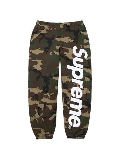 Supreme Ss26 Satin Appliqué Sweatpants 'woodland Camo' In Brown