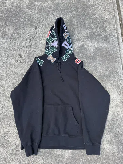 Pre-owned Supreme Scattered Appliqué Hooded Sweatshirt In Black