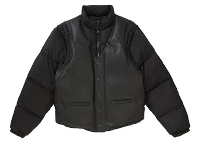Pre-owned Supreme Schott Down Leather Vest Puffy Jacket In Black