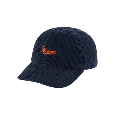 Pre-owned Supreme Script Corduroy 6-panel 'navy' | Blue | Men's Size Onesize