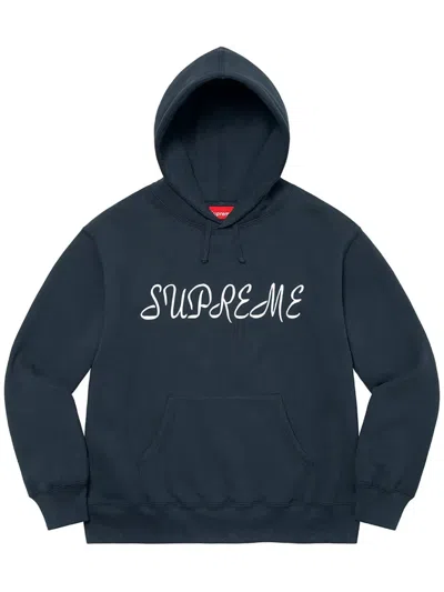 Supreme Script Hoodie In Blue