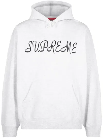 Supreme Script Hoodie In Grey