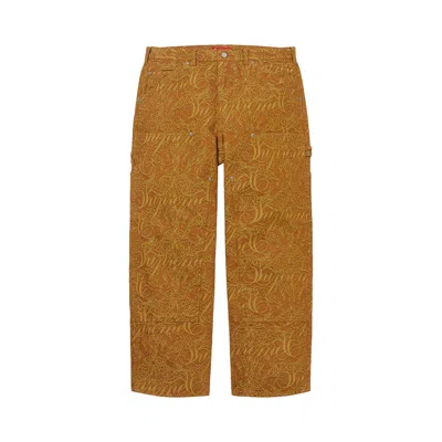 Pre-owned Supreme Script Jacquard Double Knee Denim Painter Pant 'brown' | Men's Size 30