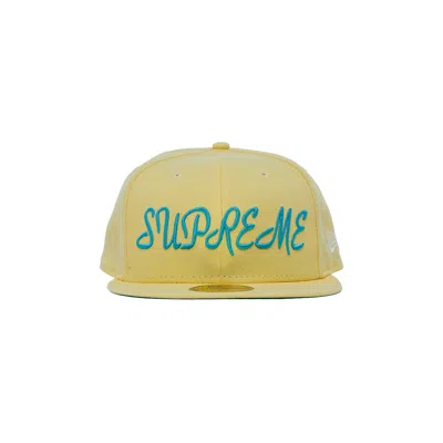 Pre-owned Supreme Script New Era 'pale Yellow' | Men's Size 7.25