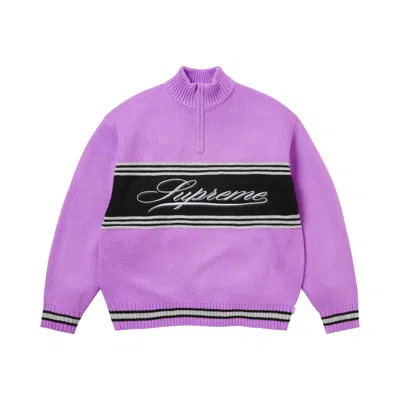 Pre-owned Supreme Script Stripe Half Zip Sweater 'purple' | Men's Size S