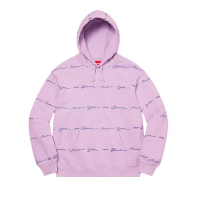 Pre-owned Supreme Script Stripe Hooded Sweatshirt 'pale Purple' | Men's Size Xxl