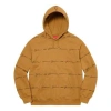 Supreme Script Stripe Hooded Sweatshirt 'tan Black' In Brown