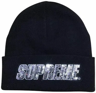 Pre-owned Supreme Sequin Beanie In Navy Blue