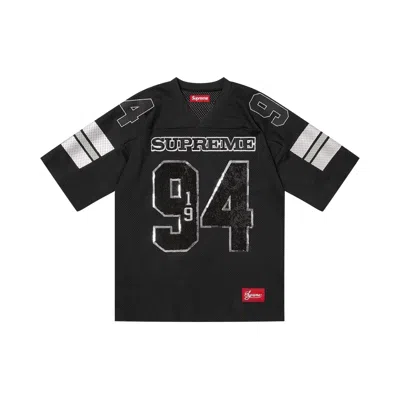 Pre-owned Supreme Sequin Football Jersey 'black' | Men's Size L